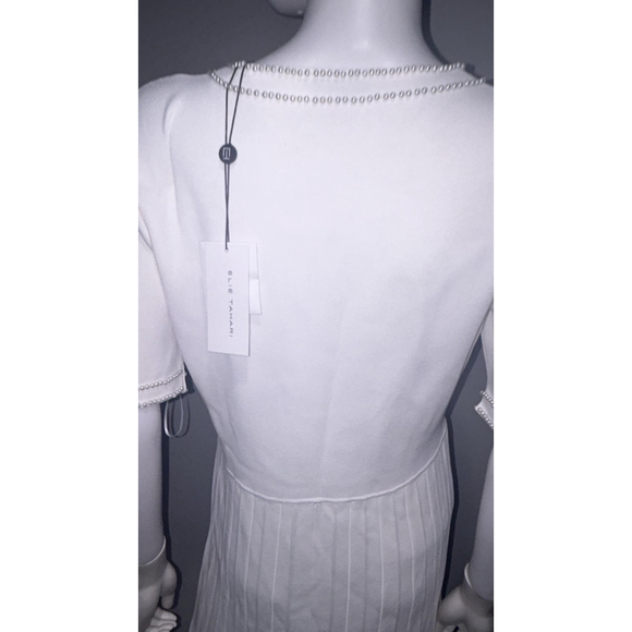Elie Tahari White Robin Pearl Embellished Midi Sweater Dress Size Large - Picture 9 of 13